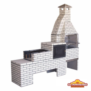 Conjunto 3×1 Tijolinho Pintado(Churrasqueira + Fogão a lenha com forno)